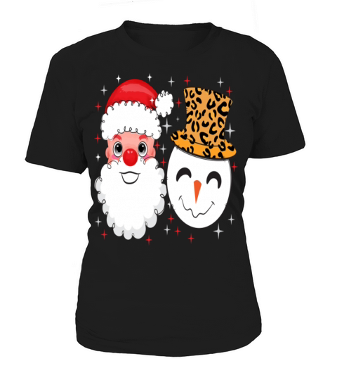 Santa and Snowman Leopard Sparkle Women's T-Shirt