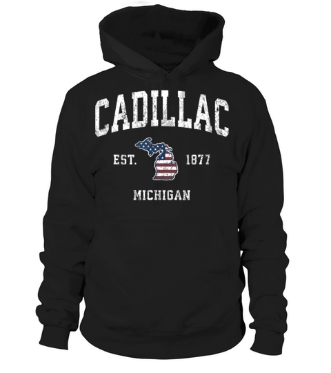 Cadillac Michigan MI Vintage American Flag Sports Hoodie Unisex