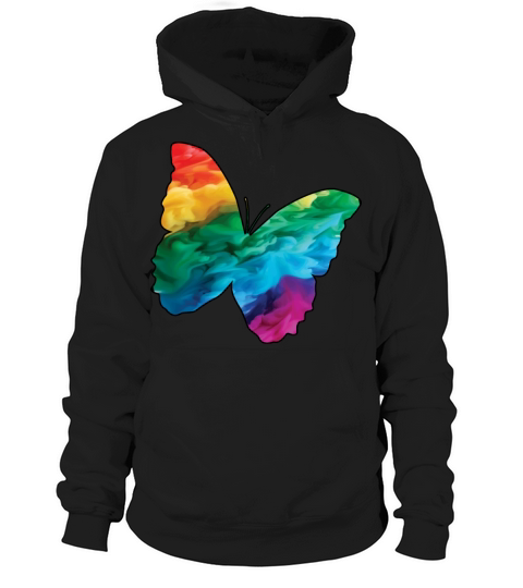 Colorful Rainbow Butterfly With Smoke And Fog Hoodie Unisex