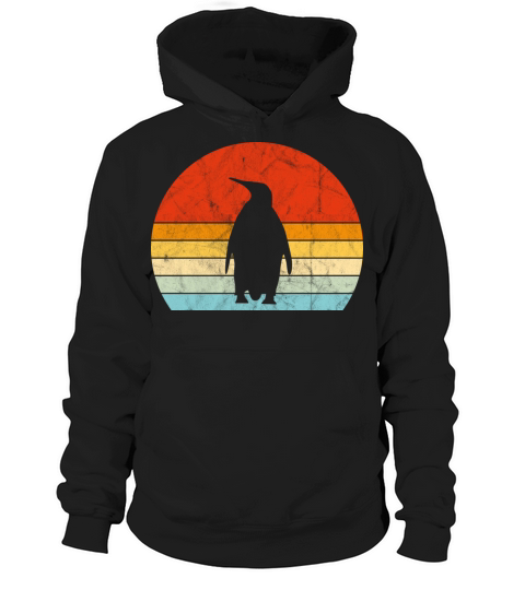 Penguin Vintage Sunset Retro Cute Womens Penguin Hoodie Unisex