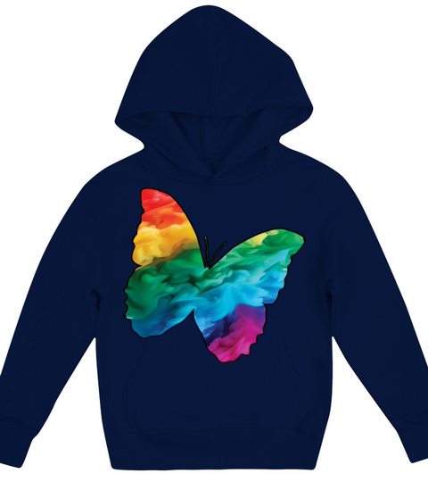 Colorful Rainbow Butterfly With Smoke And Fog Kids Hoodie