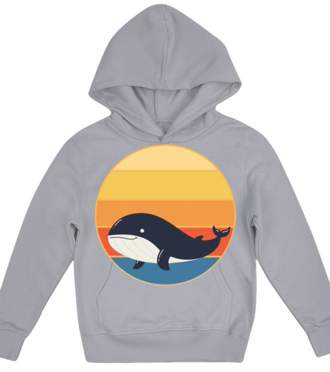 Cute Kawaii Whale Retro Sunset Vintage Ocean Kids Hoodie