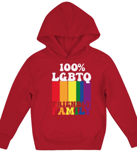 LGBTQ Friendly Family Gay Pride Month Rainbow Kids Hoodie