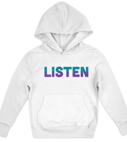 Purple Teal Ribbon I Have Time To Listen Kids Hoodie