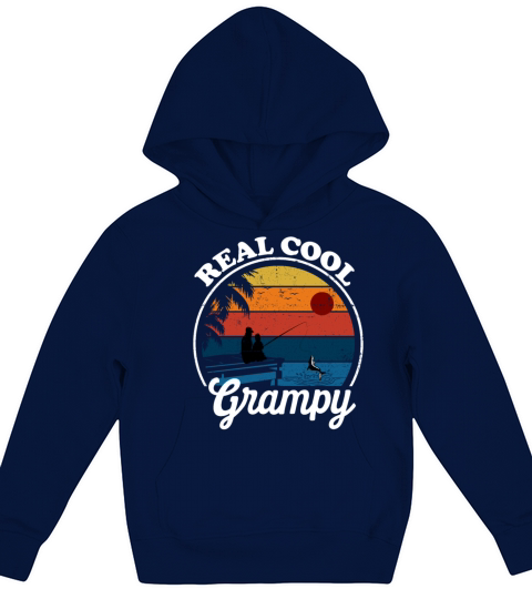 Retro Vintage Reel Style Cool Grampy Fishing Lover Kids Hoodie