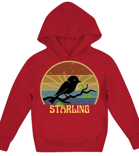 Retro Vintage Starling T Shirt Silhouette Bird 70s Kids Hoodie