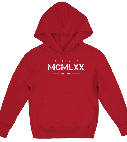 Vintage Born In 1970 Roman Numerals 52nd Kids Hoodie
