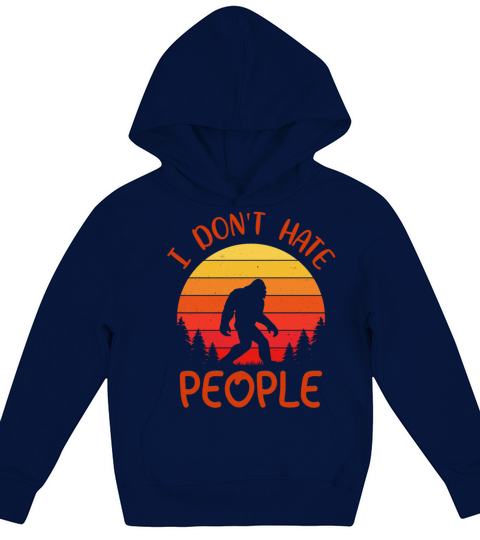 Vintage Retro sunset I Dont Hate People Bigfoot Kids Hoodie