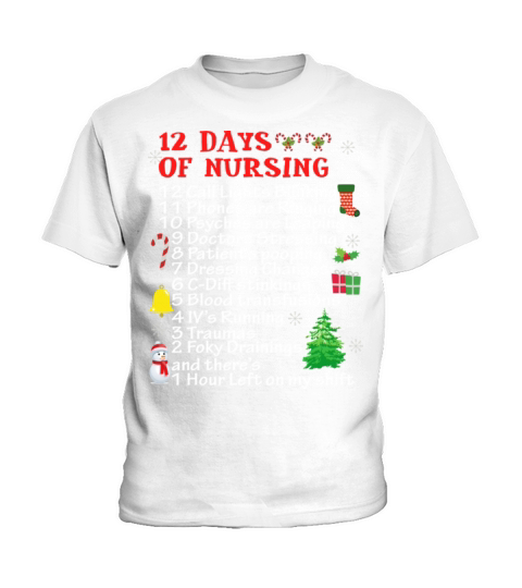 12 Days of Nursing Christmas Funny Kids T-Shirt