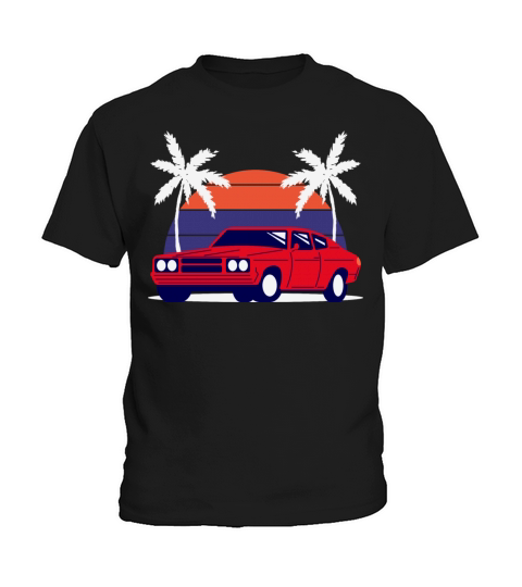 Blue Retro Car Phone Wallpaper sunset Kids T-Shirt