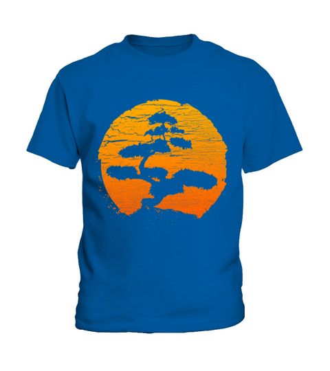 Bonsai Tree Orange Sunset Retro Buddhist T-Shirt Kids T-Shirt
