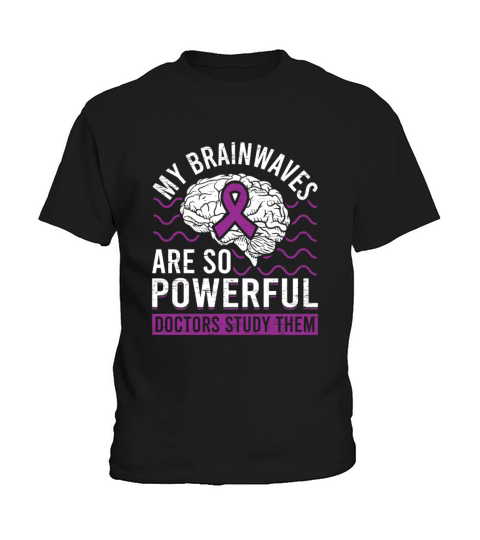Brainwaves Brain Purple Ribbon Epileptic Epilepsy Kids T-Shirt