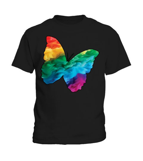 Colorful Rainbow Butterfly With Smoke And Fog Kids T-Shirt