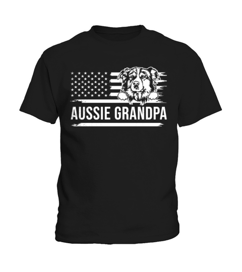 Cute AUSSIE dog vintage america flag art grandpa Kids T-Shirt