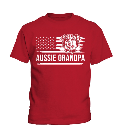 Cute AUSSIE dog vintage america flag art grandpa Kids T-Shirt