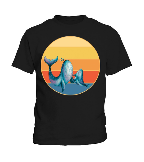 Cute Kawaii Whale Retro Sunset Vintage Ocean Kids T-Shirt