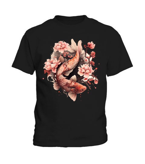 Koi Carp Cherry Blossom Fish Japanese Graphic Kids T-Shirt