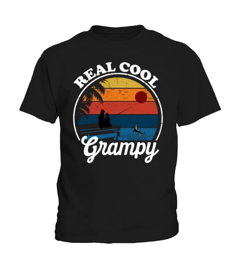 Retro Vintage Reel Style Cool Grampy Fishing Lover Kids T-Shirt