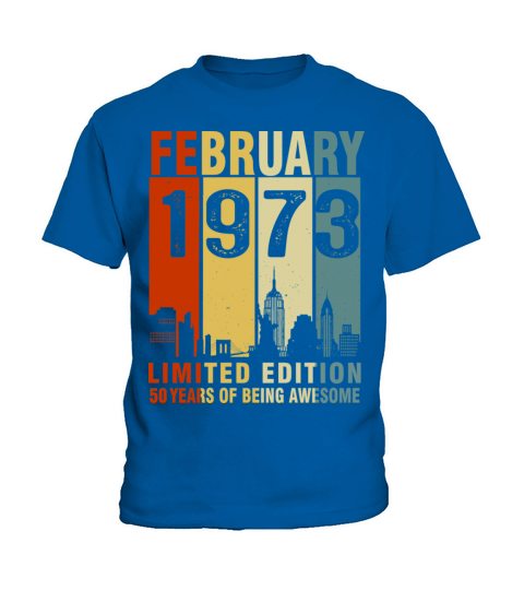 Vintage February 1973 50 Years Of Being Awesome Kids T-Shirt