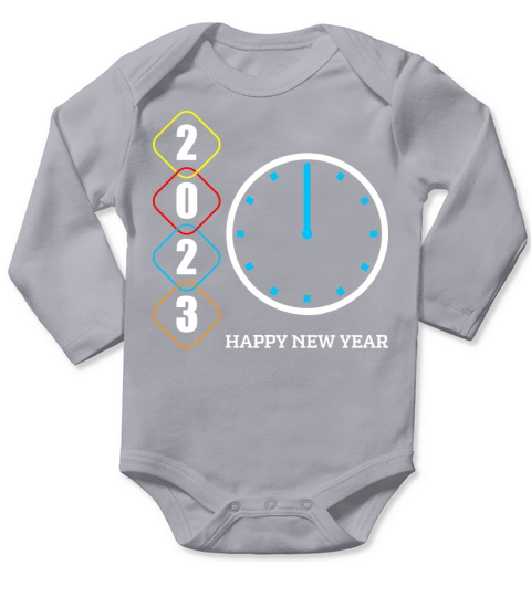 2023 Happy New Year Clock Long Sleeve Baby One-Piece