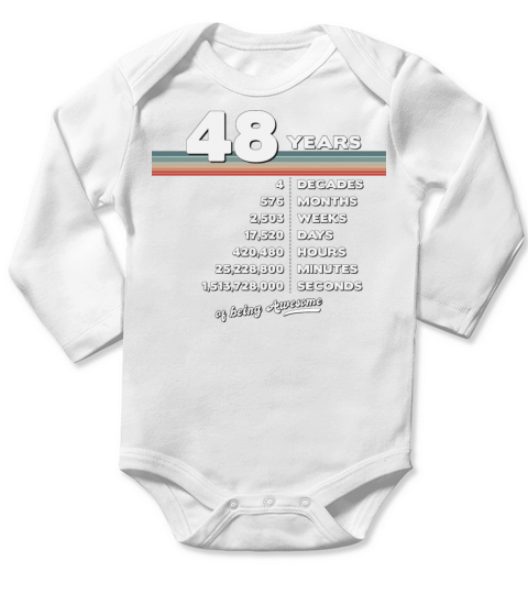 48th Birthday Vintage 48 Years Old Retro 576 Long Sleeve Baby One-Piece