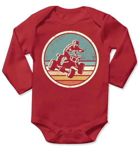 ATV Biker Retro Vintage 4 wheeler Quad Long Sleeve Baby One-Piece