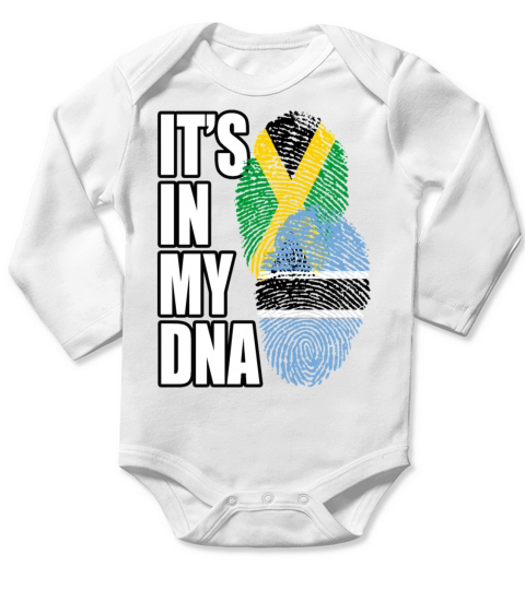 Botswana And Jamaican Mix Heritage DNA Flag Long Sleeve Baby One-Piece