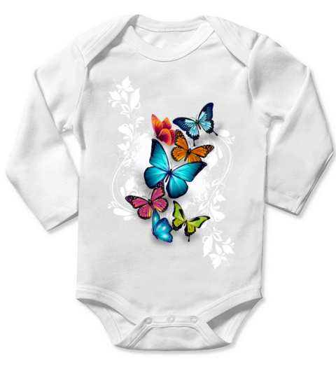 Butterfly Animal Color Colorful Splash Ornaments Long Sleeve Baby One-Piece