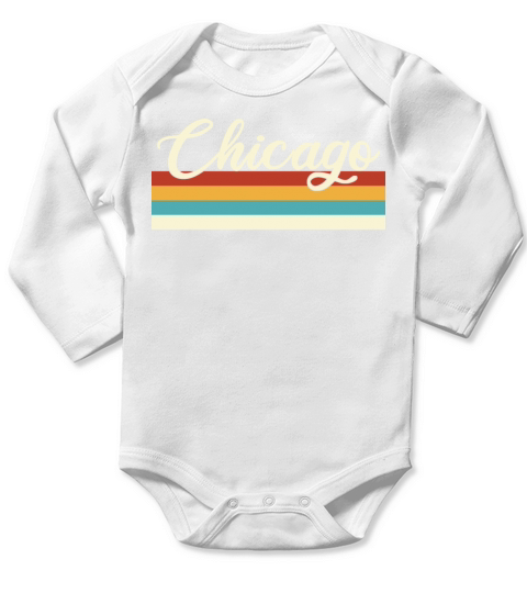 Chicago - Illinois - Retr United States of America Long Sleeve Baby One-Piece