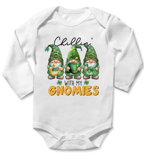 Chillin With My Gnomies St Patricks Day Long Sleeve Baby One-Piece
