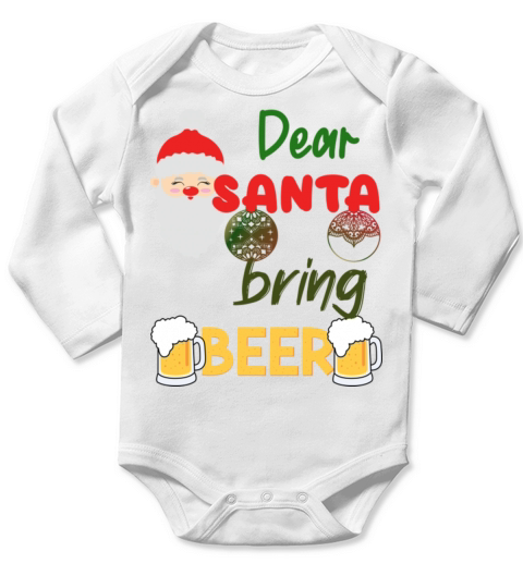 Christmas Santa Bring Beer Lovers Long Sleeve Baby One-Piece