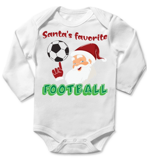 Christmas Sport Santas Favorite Soccer Long Sleeve Baby One-Piece