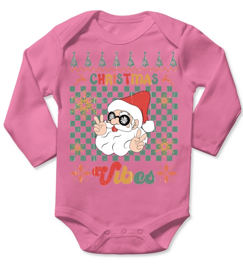Christmas vibes Santa ugly sweater Long Sleeve Baby One-Piece