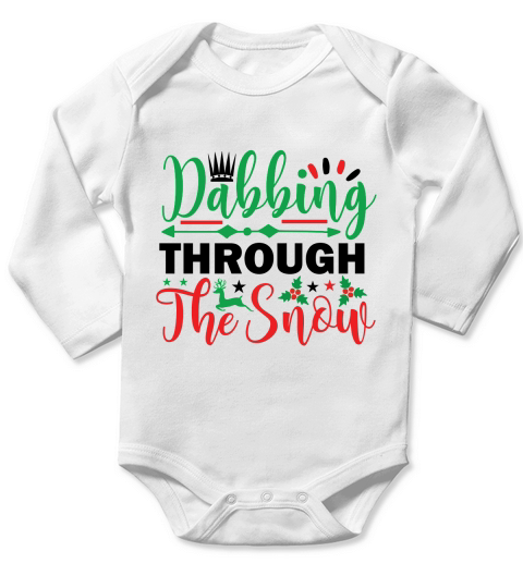 Dabbing Through the Snow Christmas Shirt Long Sleeve Baby One-Piece
