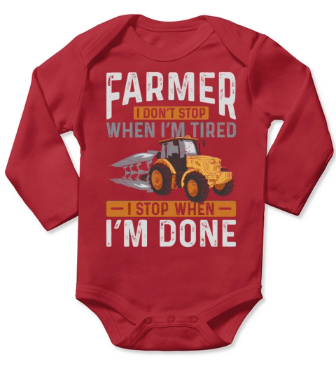 Farming Farmer Vintage Tractor Long Sleeve Baby One-Piece