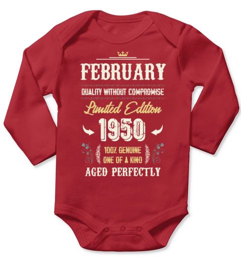 February 1950 Vintage Birthday Present Long Sleeve Baby One-Piece