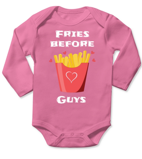 Fries Lover Valentine Quote Hearts Day Valentines Long Sleeve Baby One-Piece