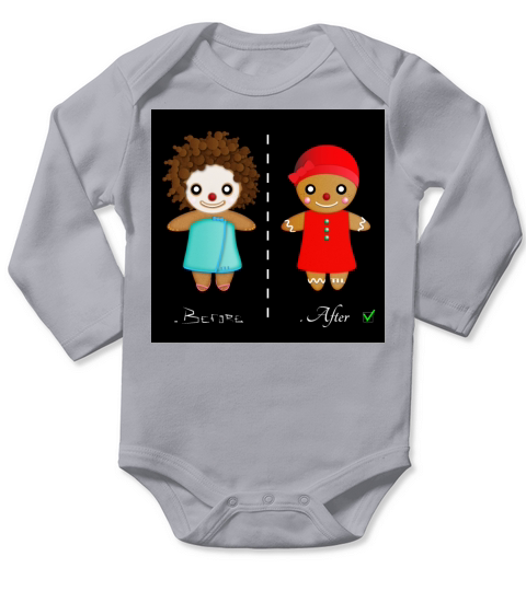 Gingerbread Woman Before-After Long Sleeve Baby One-Piece