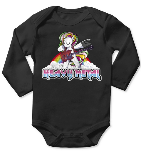 Heavy Metal Festival dabbing unicorn Long Sleeve Baby One-Piece