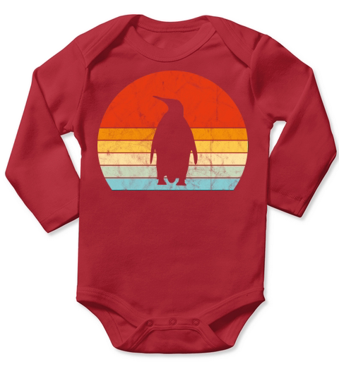 Penguin Vintage Sunset Retro Cute Womens Penguin Long Sleeve Baby One-Piece