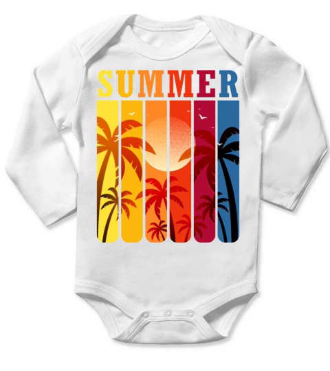Retro Summer Long Sleeve Baby One-Piece