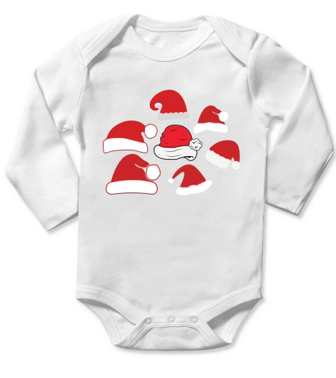 Santa Hat Christmas Cap Icon Long Sleeve Baby One-Piece