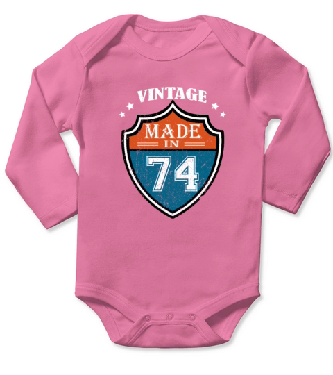 Vintage Made In 74 1974 Birthday Gift Long Sleeve Baby One-Piece