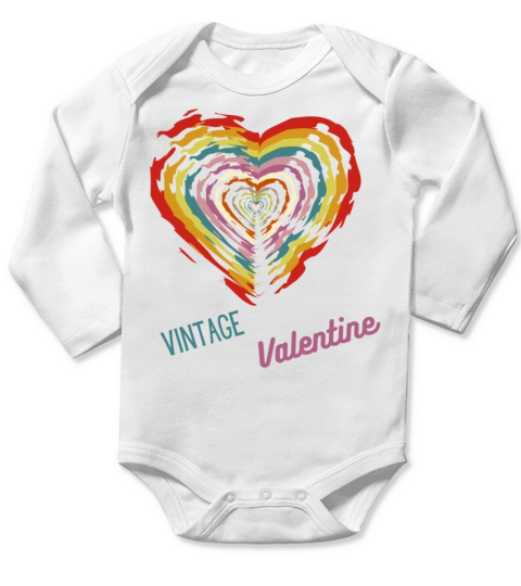 Vintage valentine day heart 739 Long Sleeve Baby One-Piece