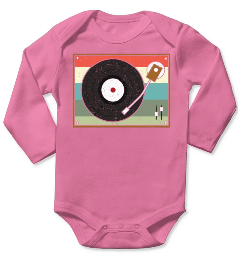 Vinyl Record Player Music Lover Record Collector Long Sleeve Baby One-Piece