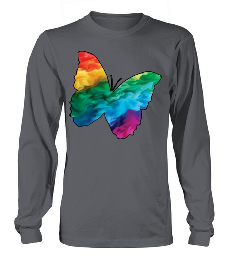 Colorful Rainbow Butterfly With Smoke And Fog Long sleeved Unisex