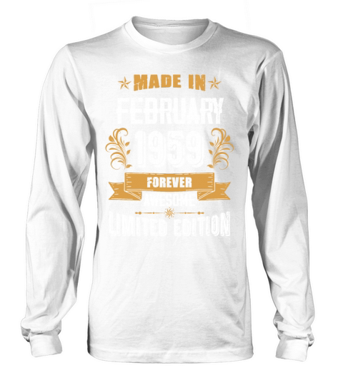 February 1959 Vintage Birthday Present Long sleeved Unisex