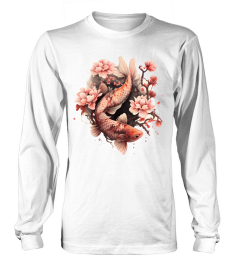 Koi Carp Cherry Blossom Fish Japanese Graphic Long sleeved Unisex