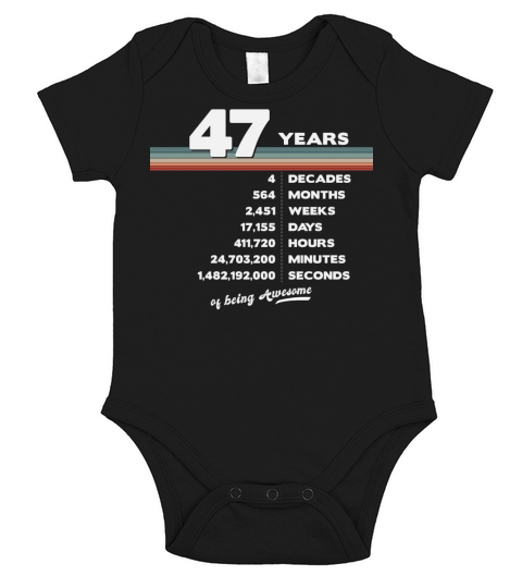 47th Birthday Vintage 47 Years Old Retro 564 Short Sleeve Baby One-Piece