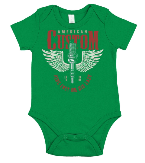 AMERICAN CUSTOM Motorbikes WHEELS OF FIRE Short Sleeve Baby One-Piece